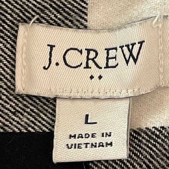 J. Crew Black & White Buffalo Check Flannel Shirt - Picture 8 of 9